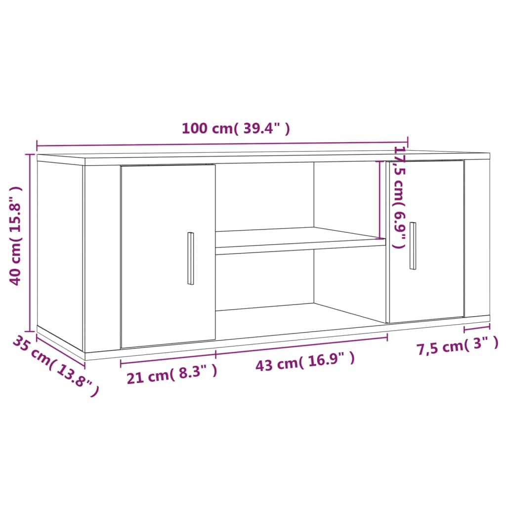 Έπιπλο Τηλεόρασης Γκρι Sonoma 100x35x40 εκ. από Επεξεργ. Ξύλο - Pakobazaar