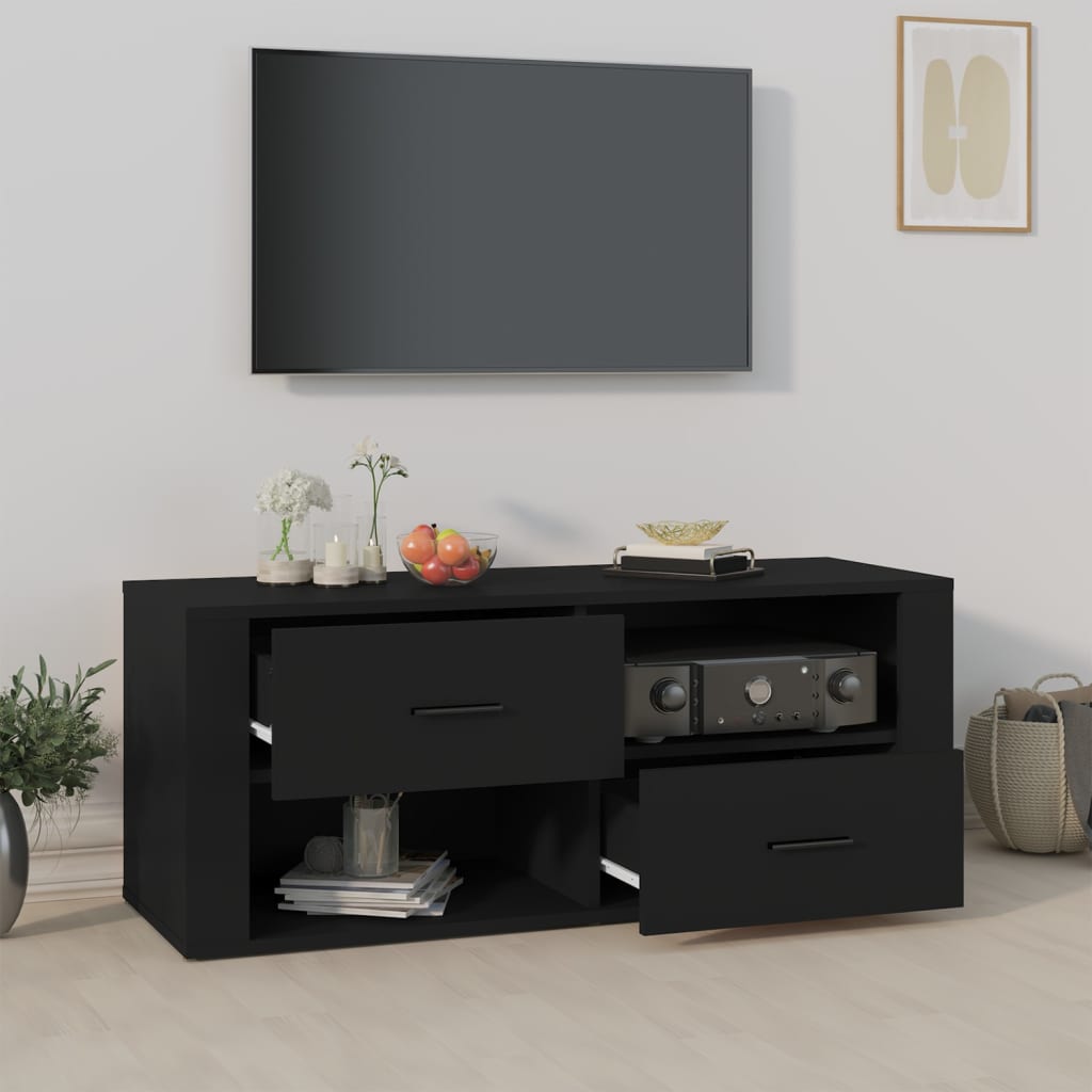 Έπιπλο Τηλεόρασης Μαύρο 100 x 35 x 40 εκ. Επεξ. Ξύλο