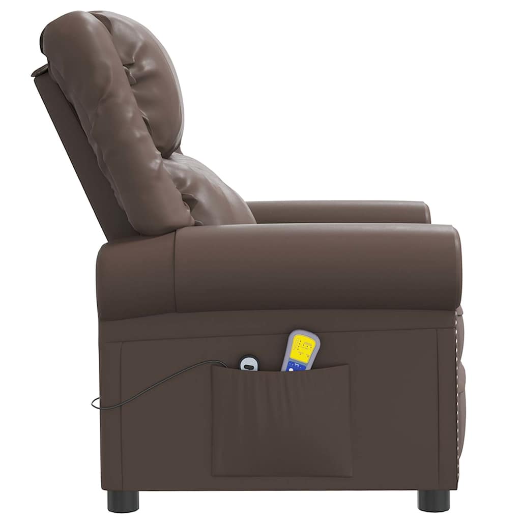 Πολυθρόνα Ηλεκτρική Γυαλιστερή Καφέ Συνθ. Δέρμα - Pakobazaar