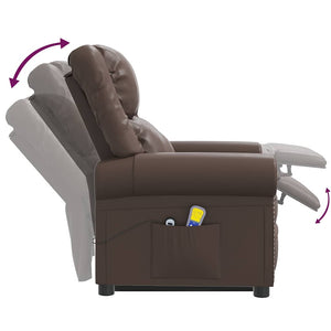 Πολυθρόνα Ηλεκτρική Γυαλιστερή Καφέ Συνθ. Δέρμα - Pakobazaar