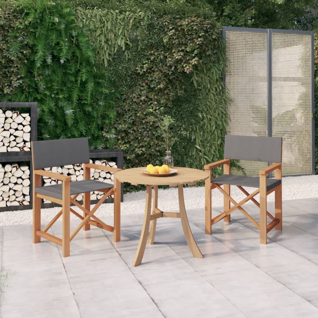 Καρέκλες Σκηνοθέτη 2 τεμ. Γκρι από Μασίφ Ξύλο Teak