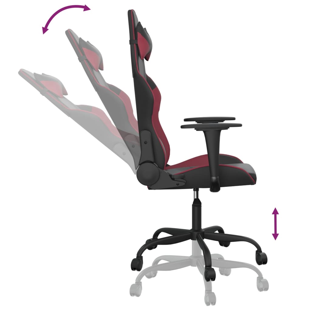 Καρέκλα Gaming Μαύρο/Μπορντό από Συνθετικό Δέρμα
