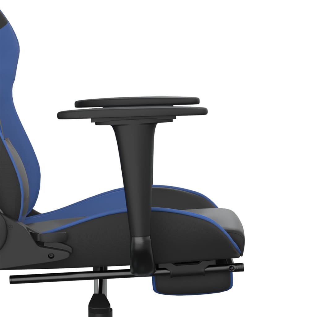 Καρέκλα Gaming Μασάζ Υποπόδιο Μαύρο/μπλε από Συνθετικό Δέρμα