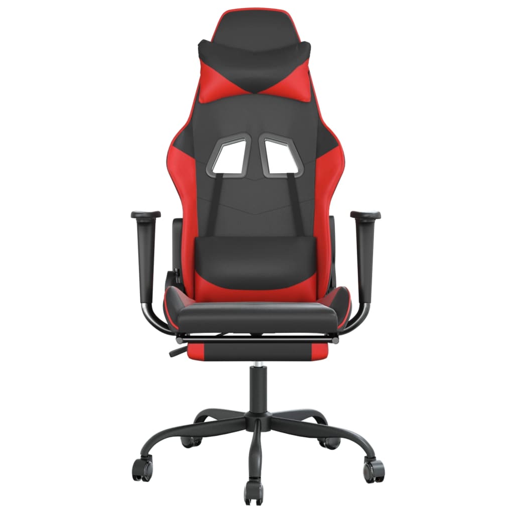 Καρέκλα Gaming Μασάζ Υποπόδιο Μαύρο/Κόκκινο από Συνθετικό Δέρμα