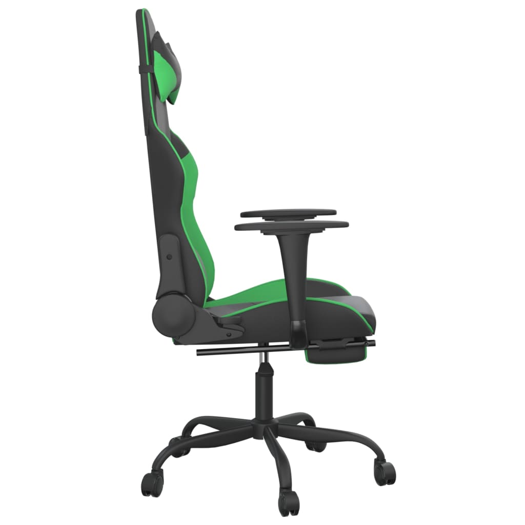 Καρέκλα Gaming Μασάζ Υποπόδιο Μαύρο/Πράσινο από Συνθετικό Δέρμα
