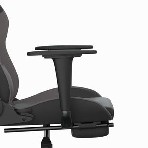Καρέκλα Gaming Μασάζ Υποπόδιο Μαύρο/Γκρι από Συνθετικό Δέρμα