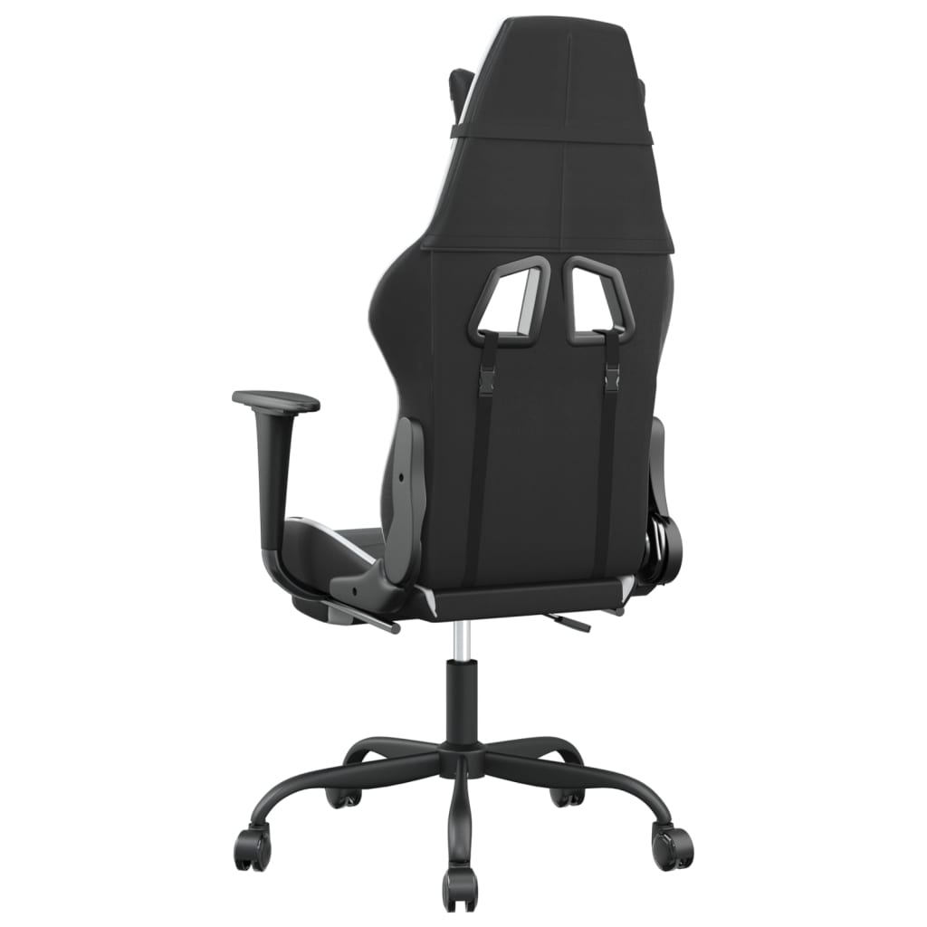 Καρέκλα Gaming Μασάζ Υποπόδιο Μαύρο/Λευκό από Συνθετικό Δέρμα