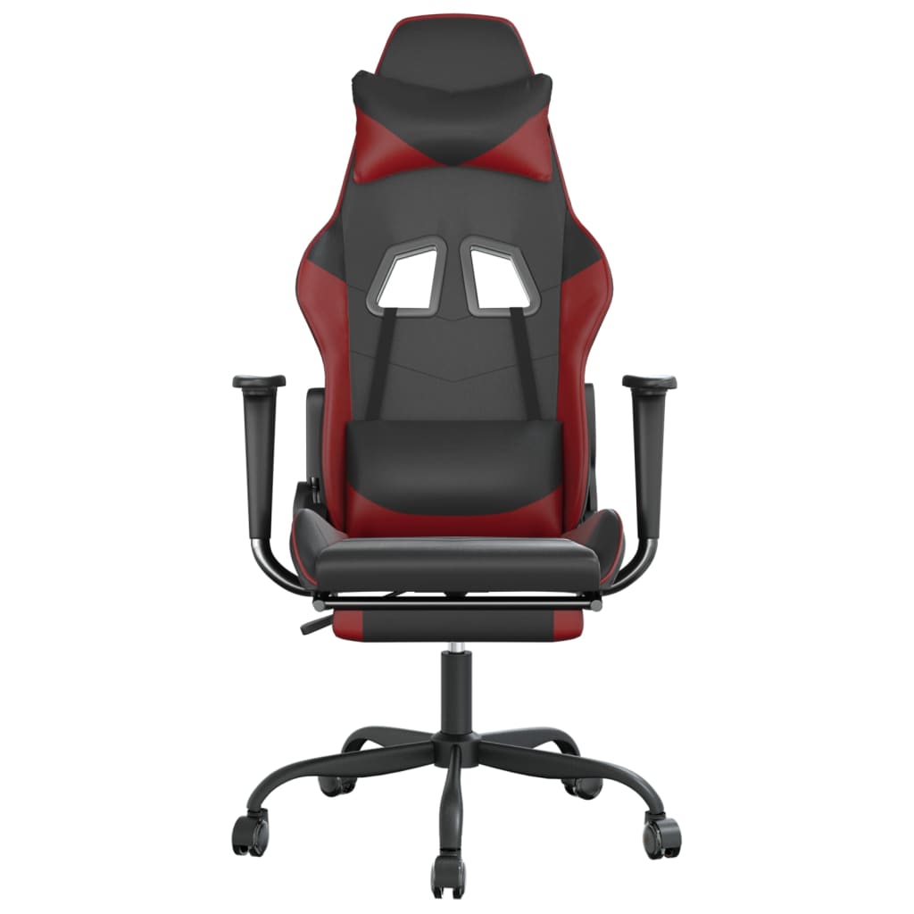 Καρέκλα Gaming Μασάζ Υποπόδιο Μαύρο/Μπορντό από Συνθετικό Δέρμα