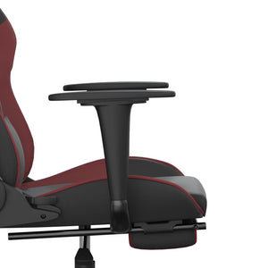 Καρέκλα Gaming Μασάζ Υποπόδιο Μαύρο/Μπορντό από Συνθετικό Δέρμα