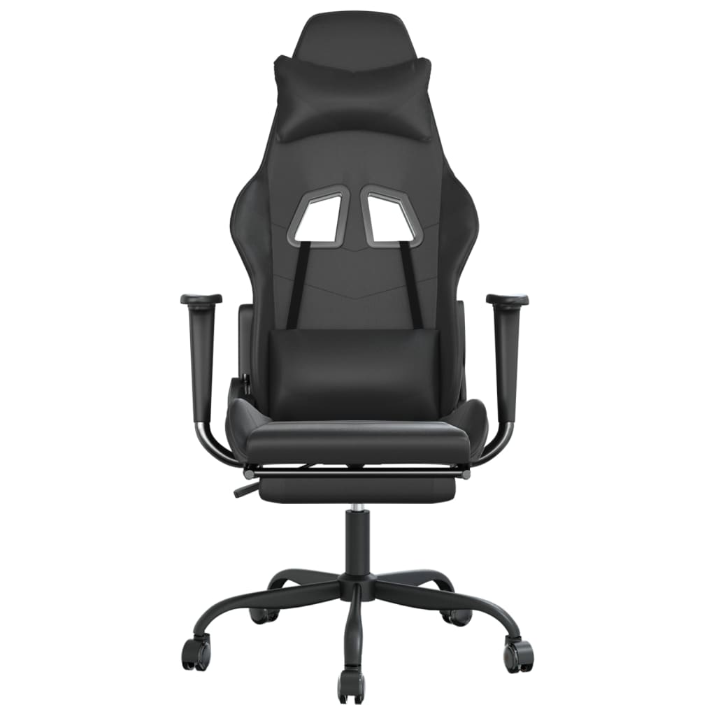 Καρέκλα Gaming Μασάζ Υποπόδιο Μαύρο από Συνθετικό Δέρμα