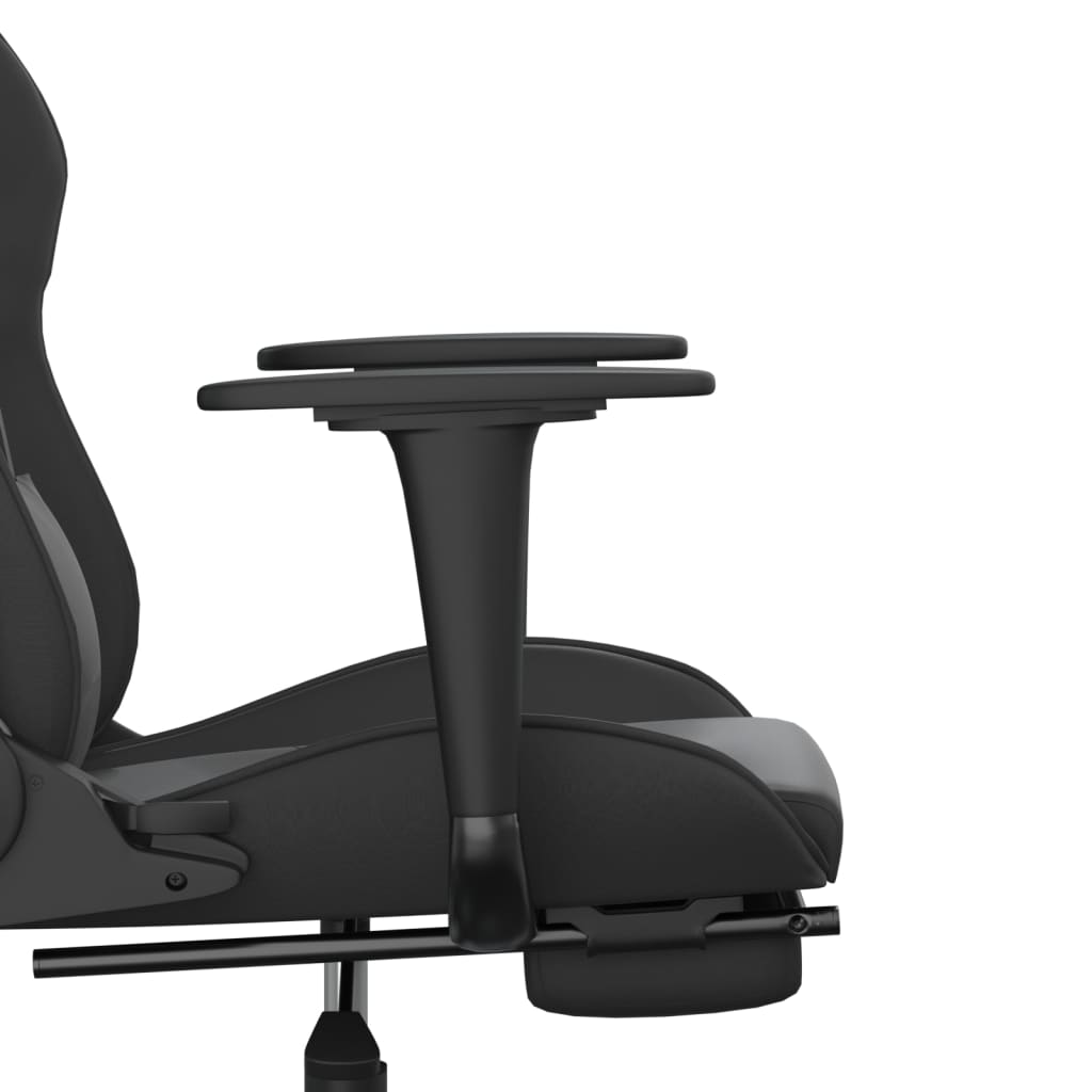 Καρέκλα Gaming Μασάζ Υποπόδιο Μαύρο από Συνθετικό Δέρμα