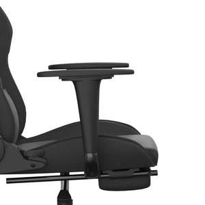 Καρέκλα Gaming Μασάζ Υποπόδιο Μαύρο από Συνθετικό Δέρμα
