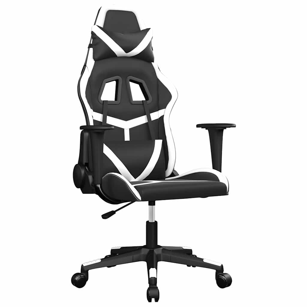 Καρέκλα Gaming Μαύρο/Λευκό από Συνθετικό Δέρμα