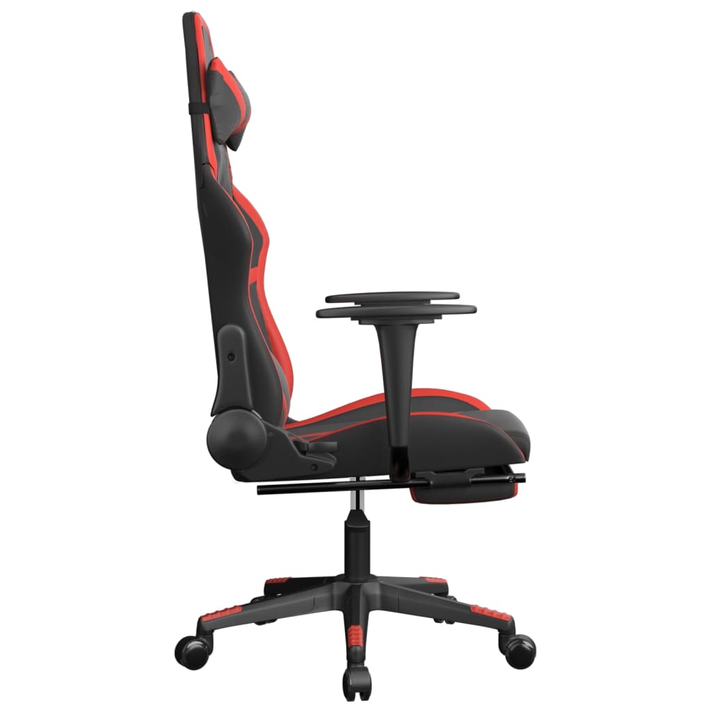 Καρέκλα Gaming Μασάζ Υποπόδιο Μαύρο/Κόκκινο από Συνθετικό Δέρμα
