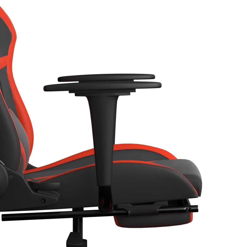 Καρέκλα Gaming Μασάζ Υποπόδιο Μαύρο/Κόκκινο από Συνθετικό Δέρμα