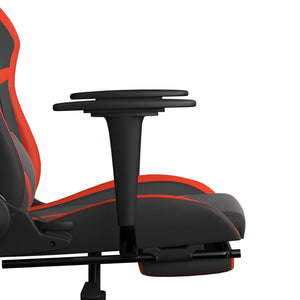 Καρέκλα Gaming Μασάζ Υποπόδιο Μαύρο/Κόκκινο από Συνθετικό Δέρμα