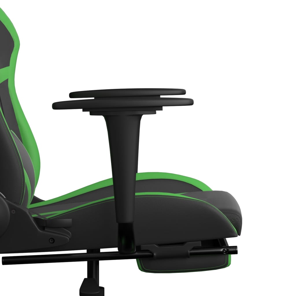 Καρέκλα Gaming Μασάζ Υποπόδιο Μαύρο/Πράσινο από Συνθετικό Δέρμα