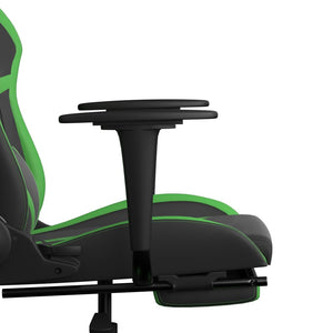 Καρέκλα Gaming Μασάζ Υποπόδιο Μαύρο/Πράσινο από Συνθετικό Δέρμα