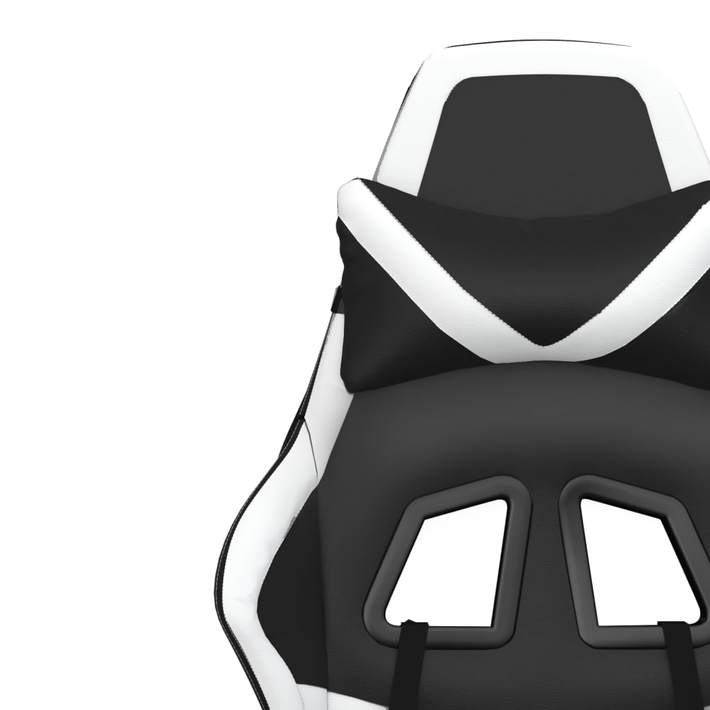 Καρέκλα Gaming Μασάζ Υποπόδιο Μαύρο/Λευκό από Συνθετικό Δέρμα