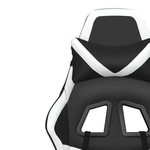 Καρέκλα Gaming Μασάζ Υποπόδιο Μαύρο/Λευκό από Συνθετικό Δέρμα