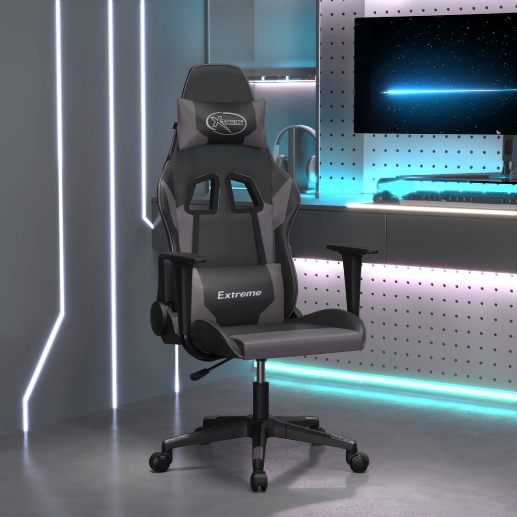 Καρέκλα Gaming Μαύρο/Γκρι από Συνθετικό Δέρμα - Pakobazaar