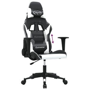 Καρέκλα Gaming Μαύρο/Λευκό από Συνθετικό Δέρμα