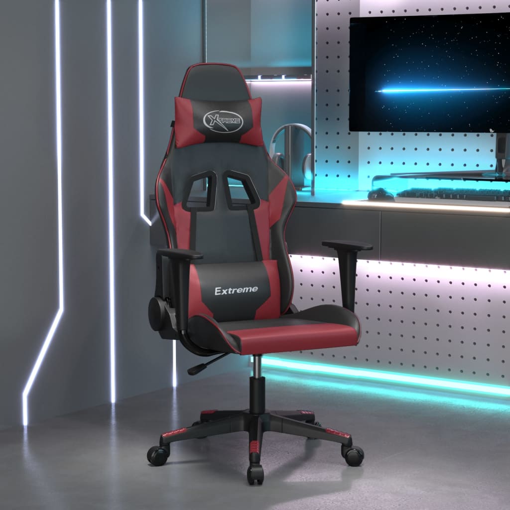Καρέκλα Gaming Μαύρο/Μπορντό από Συνθετικό Δέρμα