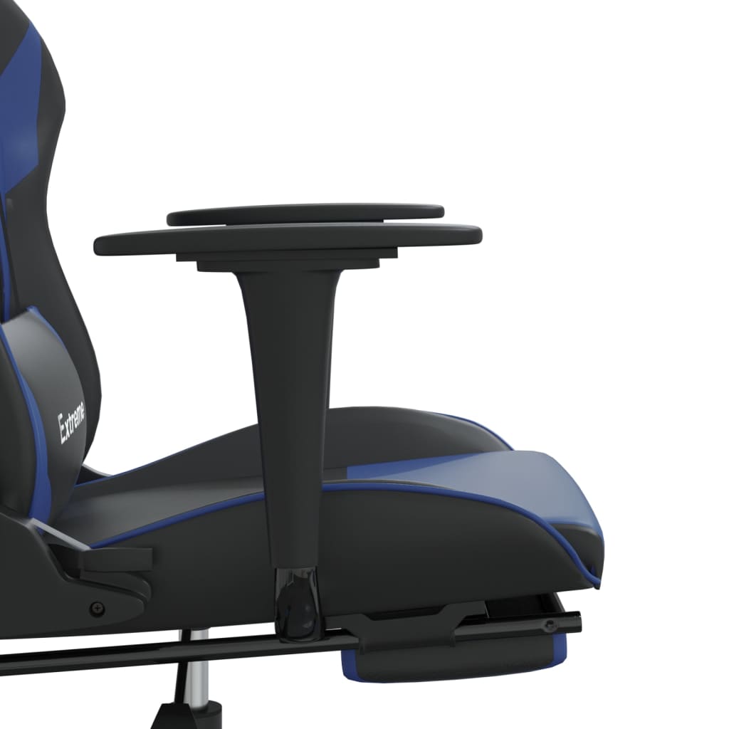 Καρέκλα Gaming Μασάζ Υποπόδιο Μαύρο/μπλε από Συνθετικό Δέρμα