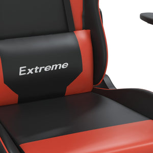 Καρέκλα Gaming Μασάζ Υποπόδιο Μαύρο/Κόκκινο από Συνθετικό Δέρμα