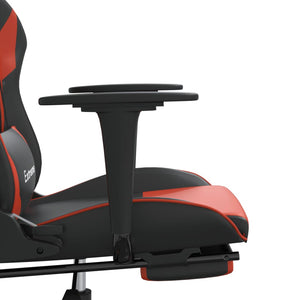 Καρέκλα Gaming Μασάζ Υποπόδιο Μαύρο/Κόκκινο από Συνθετικό Δέρμα