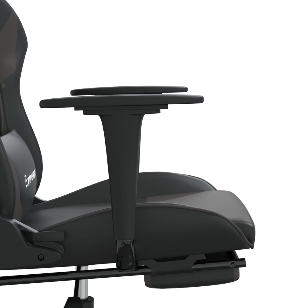 Καρέκλα Gaming Μασάζ Υποπόδιο Μαύρο/Γκρι από Συνθετικό Δέρμα