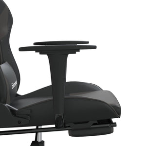 Καρέκλα Gaming Μασάζ Υποπόδιο Μαύρο/Γκρι από Συνθετικό Δέρμα