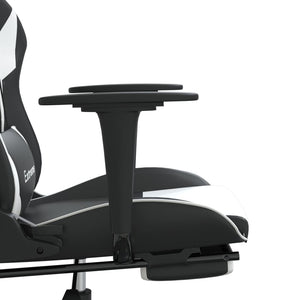 Καρέκλα Gaming Μασάζ Υποπόδιο Μαύρο/Λευκό από Συνθετικό Δέρμα - Pakobazaar