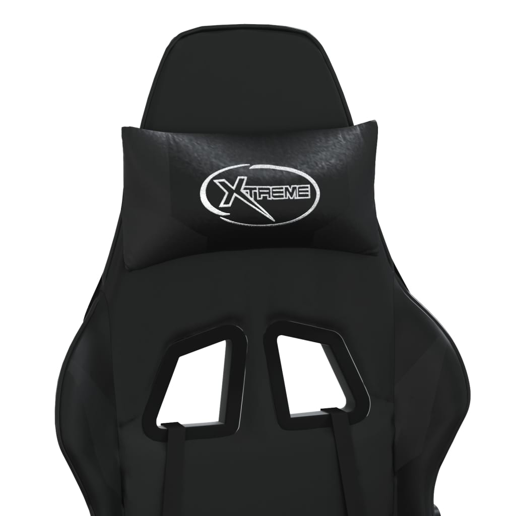 Καρέκλα Gaming Μασάζ Υποπόδιο Μαύρο από Συνθετικό Δέρμα