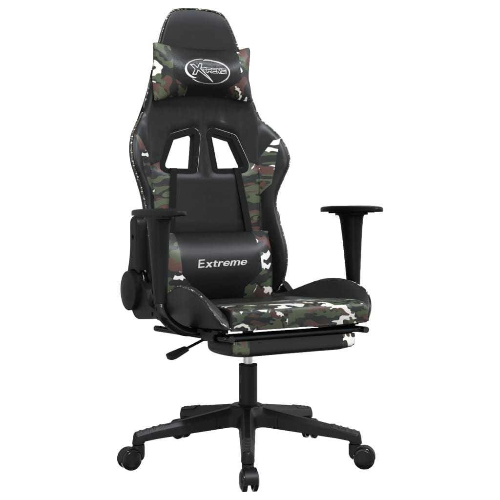 Καρέκλα Gaming Μασάζ Υποπόδιο Μαύρο/Παραλλαγή Συνθετικό Δέρμα