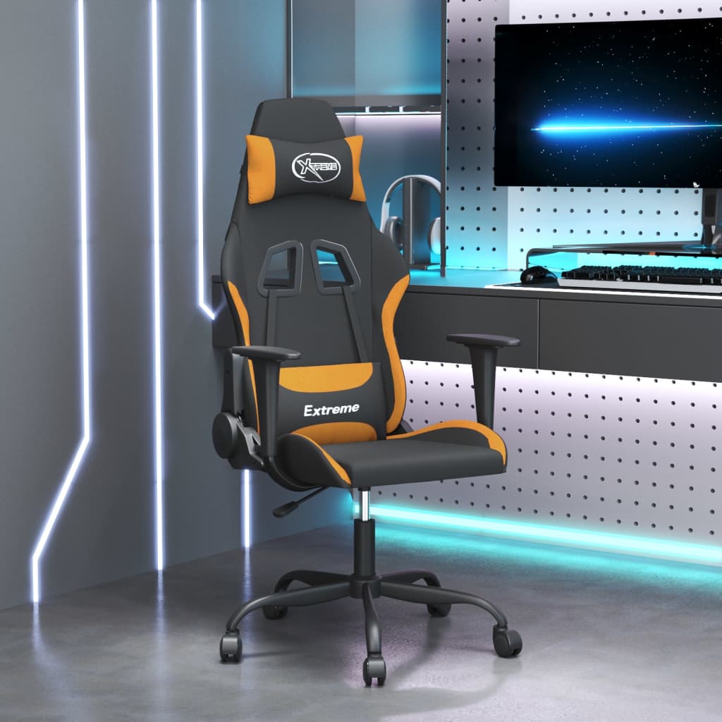 Καρέκλα Gaming Μαύρο και πορτοκαλί Υφασμάτινη - Pakobazaar