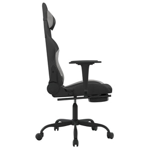 Καρέκλα Gaming Μαύρη/Ανοιχτό γκρι Ύφασμα με Υποπόδιο