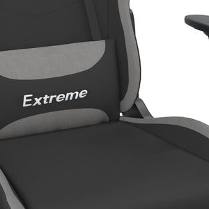 Καρέκλα Gaming Μαύρη/Ανοιχτό γκρι Ύφασμα με Υποπόδιο