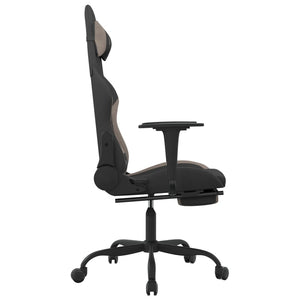 Καρέκλα Gaming Μαύρη & Taupe Υφασμάτινη με Υποπόδιο