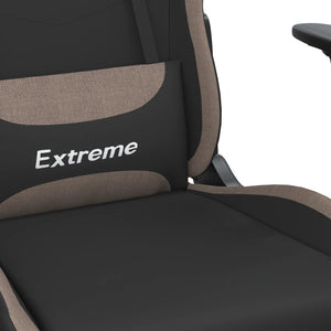 Καρέκλα Gaming Μαύρη & Taupe Υφασμάτινη με Υποπόδιο