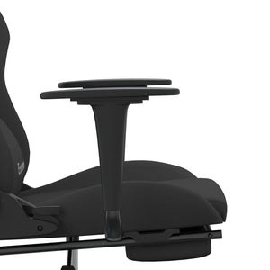 Καρέκλα Gaming Μαύρη Ύφασμα με Υποπόδιο