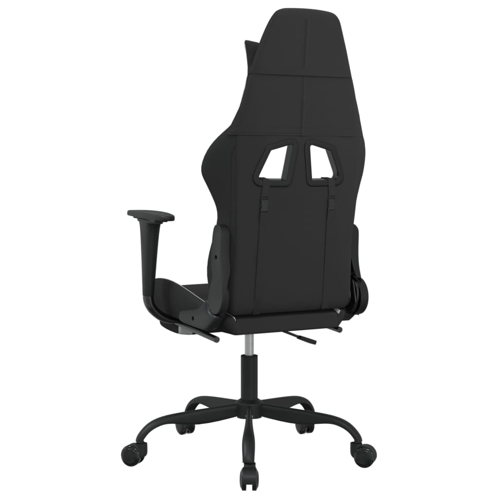 Καρέκλα Gaming Μαύρο/Λευκό Ύφασμα με Υποπόδιο