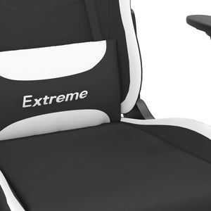 Καρέκλα Gaming Μαύρο/Λευκό Ύφασμα με Υποπόδιο