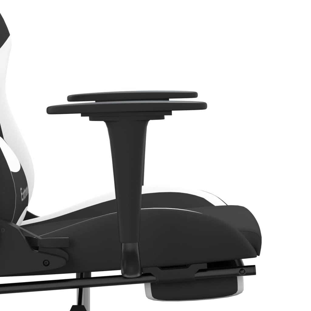 Καρέκλα Gaming Μαύρο/Λευκό Ύφασμα με Υποπόδιο
