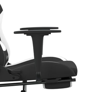 Καρέκλα Gaming Μαύρο/Λευκό Ύφασμα με Υποπόδιο