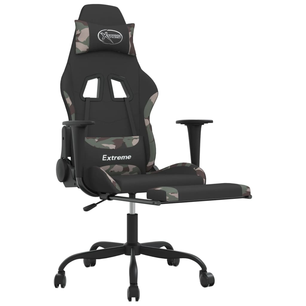 Καρέκλα Gaming Μαύρο/Παραλλαγή Ύφασμα με Υποπόδιο - Pakobazaar