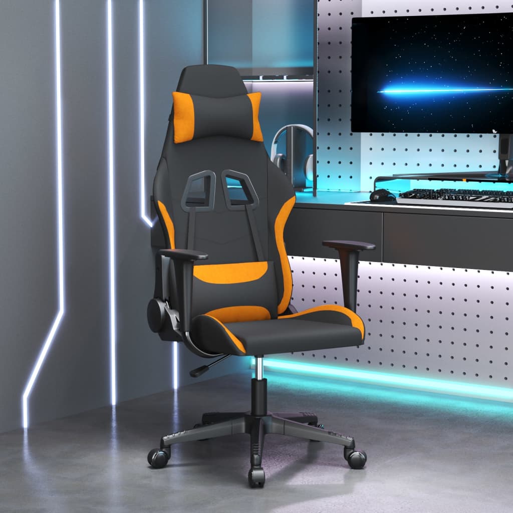 Καρέκλα Gaming Μαύρο και πορτοκαλί Υφασμάτινη - Pakobazaar