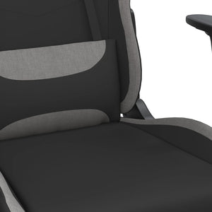 Καρέκλα Gaming Μαύρη/Ανοιχτό γκρι Ύφασμα με Υποπόδιο - Pakobazaar