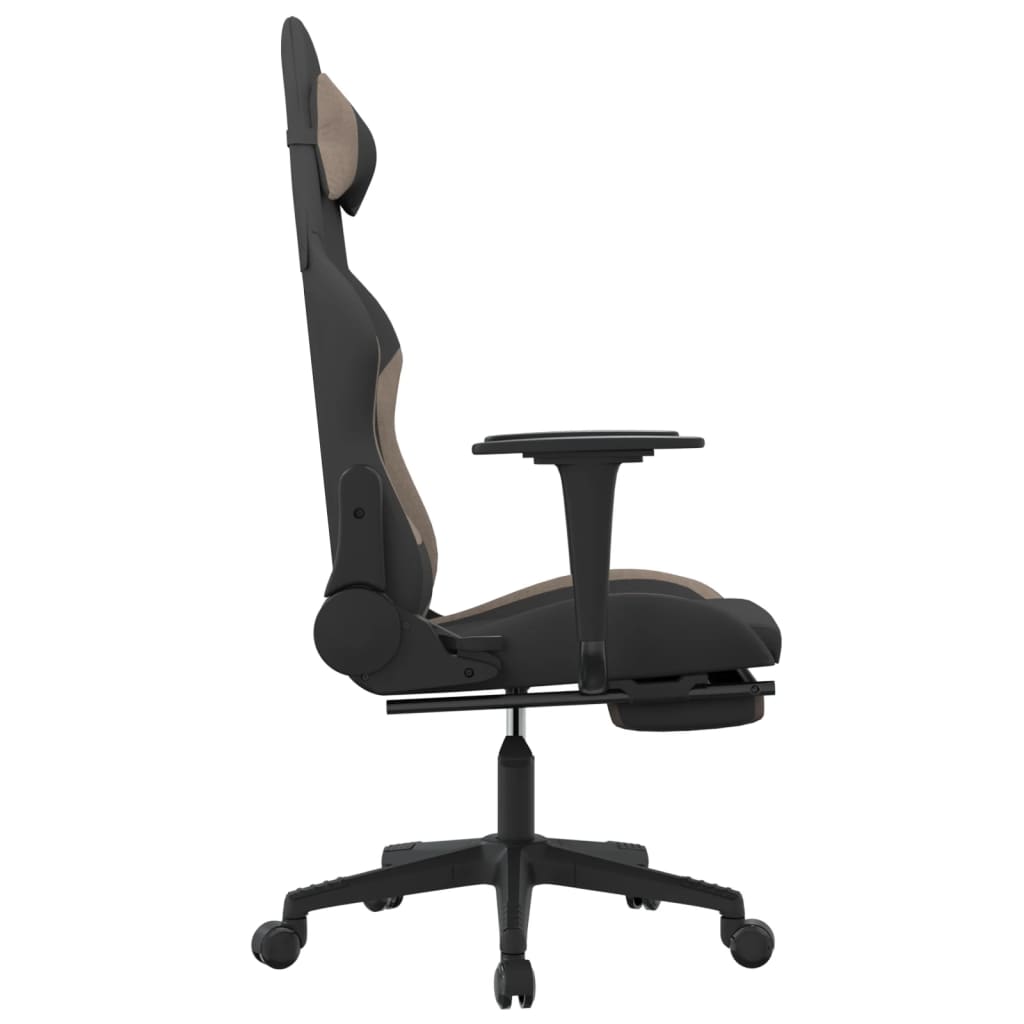 Καρέκλα Gaming Μαύρη & Taupe Υφασμάτινη με Υποπόδιο