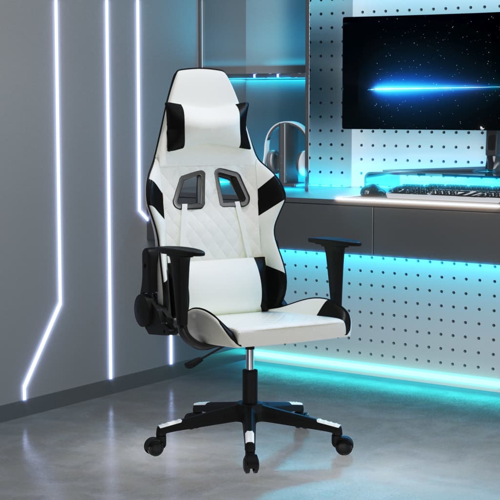 Καρέκλα Gaming Λευκό/Μαύρο από Συνθετικό Δέρμα